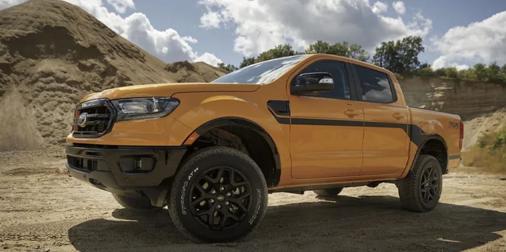 Front profile view of a light orange 2022 Ford Ranger. | Ford dealer in Jacksonville, AR.