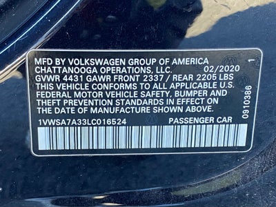 2020 Volkswagen Passat 2.0T SE