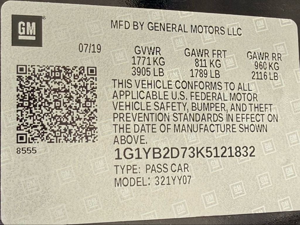 2019 Chevrolet Corvette Stingray 1LT