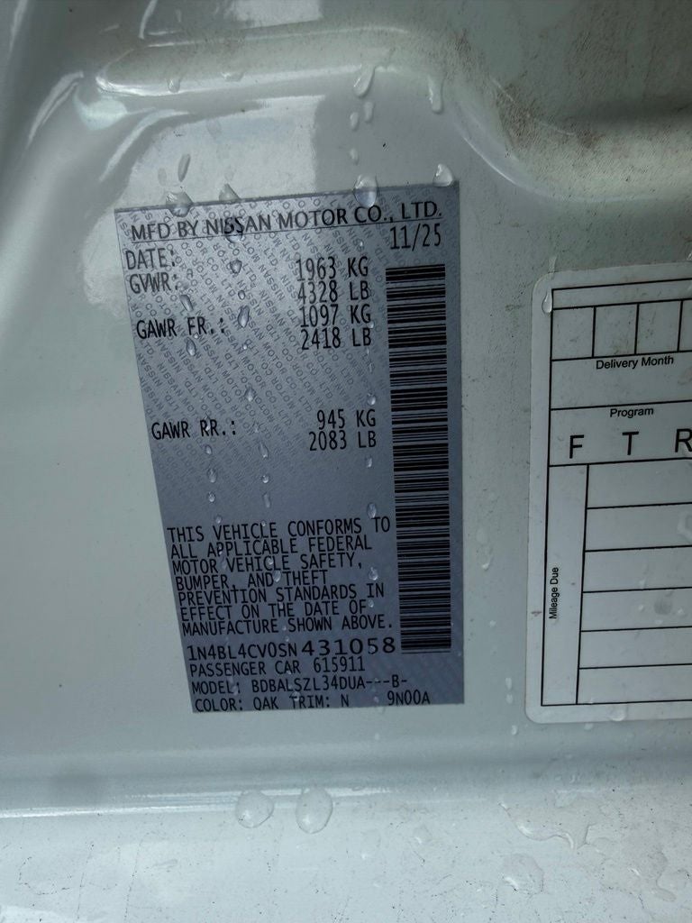 2025 Nissan Altima 2.5 SR