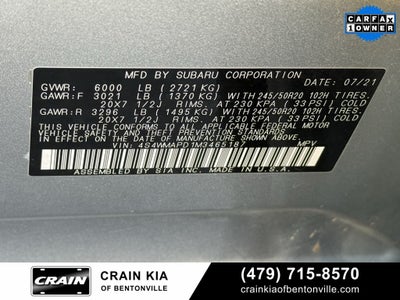 2021 Subaru Ascent Limited - AWD / PANORAMIC SUNROOF / ONE OWNER