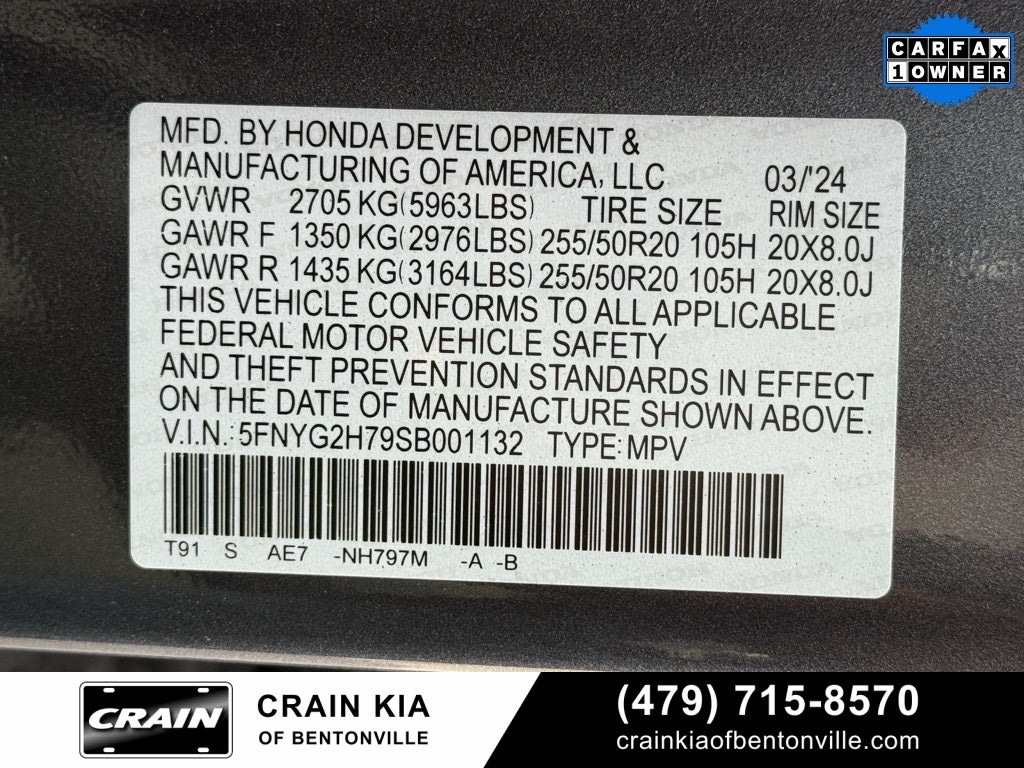 2025 Honda Pilot Touring - PANORAMIC SUNROOF / CLEAN CARFAX / 1 OWNER