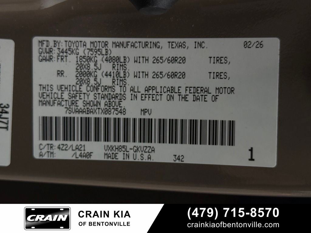 2026 Toyota Sequoia Platinum - 4WD / PANORAMIC SUNROOF / ONE OWNER