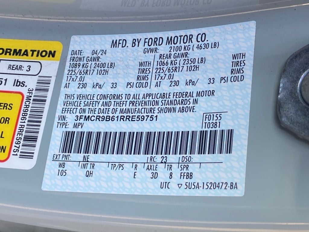 2024 Ford Bronco Sport Big Bend 4X4 / ONE OWNER