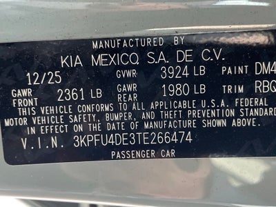 2026 Kia K4 EX LEATHER / HEATED SEATS / REMOTE START