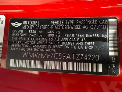 2010 MINI Cooper S Base HEATED SEATS