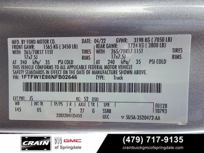 2022 Ford F-150 XLT FX4 4X4 ECOBOOST 3.5 V/6